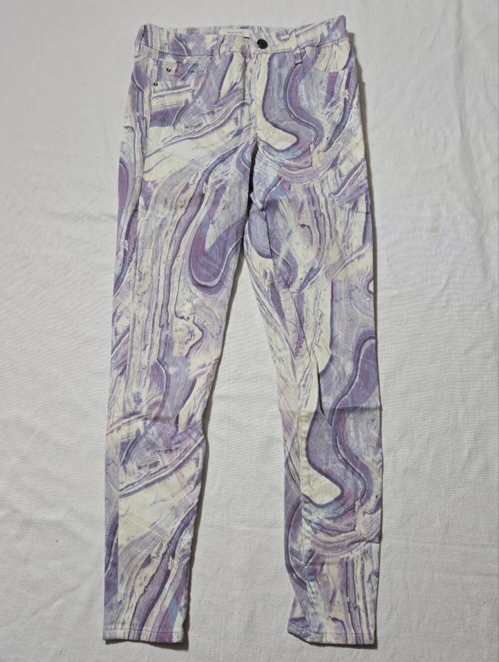 Skinnygirl Marble-Swirl Skinny Jeans in Lavender and Cream
